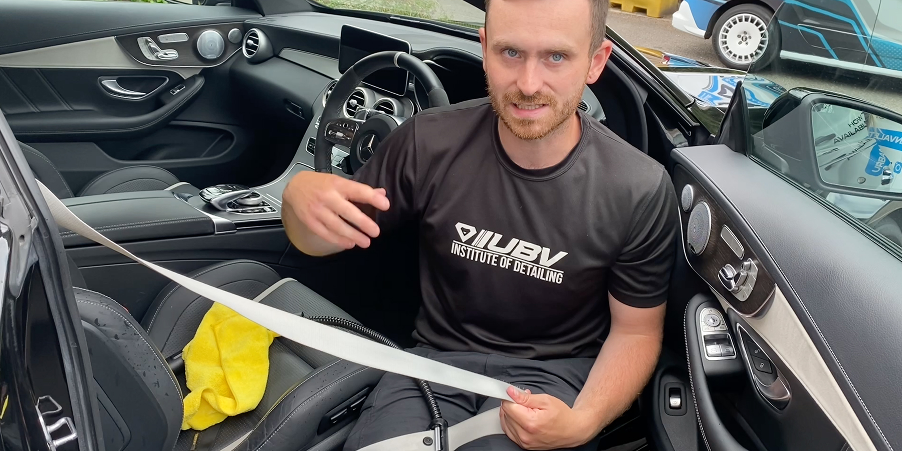 Using steam to clean seatbelts